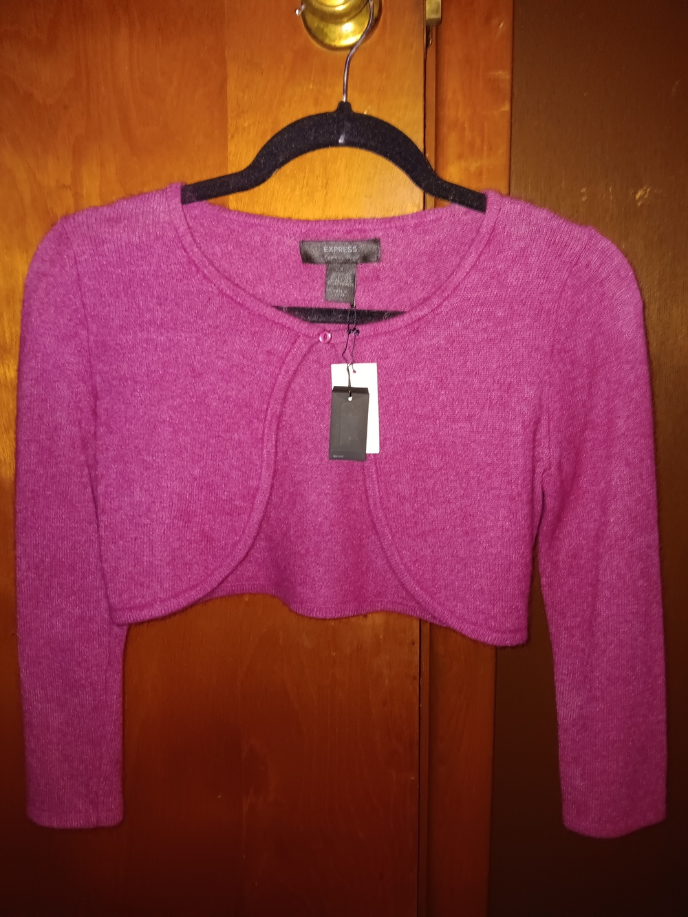 Express Women's Open-Front Cropped Bolero in Deep Pink